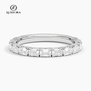 Luxeora 9 k14k 18K tinta unita giallo rosa bianco smeraldo taglio eternità laboratorio anello di diamanti Design aperto regalo di nozze perfetto per lei - Product Image 4