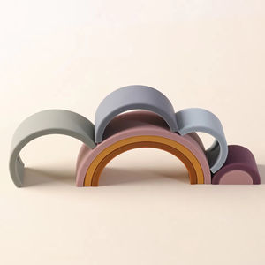 도매 남여 공용 실리콘 아기 Teether 교육 장난감 세트 감각 스태킹 블록 2-4 세 남여 공용 제품 Para Bebes - Product Image 4