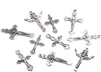 60 pièces de croix de chapelet et médailles centrales avec pendentifs en alliage en forme de crucifix et chandelier ovale pour chapelet de perles sacrées