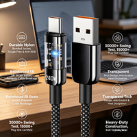 Cable de Carga Rápida USB C de 240W, Chip Inteligente Transparente, 480Mbps, Trenzado de Nailon, Universal para Todos los Teléfonos, Tabletas y Laptops Tipo C