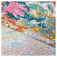 Tissu à paillettes imprimé de fleurs colorées personnalisé OEM&ODM, tissu à paillettes rayé de 3 mm pour robe de femme