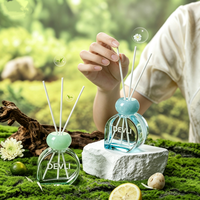 Bouteille en verre carrée de 80 ml pour diffuseur à bâtonnets, avec bouchon à vis couleur macaron, vide, pour aromathérapie, parfum d'ambiance et décoration, sérigraphie