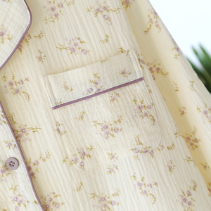 Dames katoenen mousseline pyjamaset, lange mouwen, knoopshirt en broek, <span class=keywords><strong>2</strong></span>-delig, schattig bedrukt pyjama, RUS Hot Sale, designer custom OEM - Product Image 4