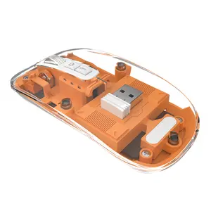 Upgrade Transparante Draadloze Muis Mini Muis Mechanische Stijl 2.4G + Bluetooth Multifunctionele Muis Optische Magnetische Match