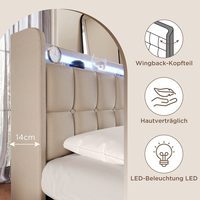 Lit Double Moderne avec Éclairage LED, Lit Coffre pour Deux Personnes