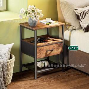 Nightstand Wood Top Metal Frame Storage Drawer Bedroom <b>Sofa</b> Side <b>Table</b> 23.8 Inch - Product Image 1