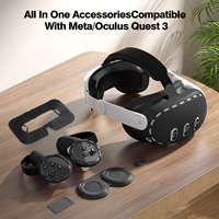 Aksesori Gaming Kompatibel dengan Meta Quest 3 VR, Set Aksesori Pengganti, Termasuk Tali Kepala dan Kotak Pelindung