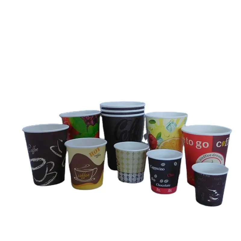 Vaso de papel para café Latte y Capuchino, 2,5 oz, 4oz, 6oz, 7oz, 8oz, 9oz, 12oz, 14oz, C, HD