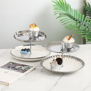 Прямая Продажа с фабрики, домашняя белая подставка для кексов, тарелка для торта, керамическая подставка для торта, набор для десертного стола - Product Image 3