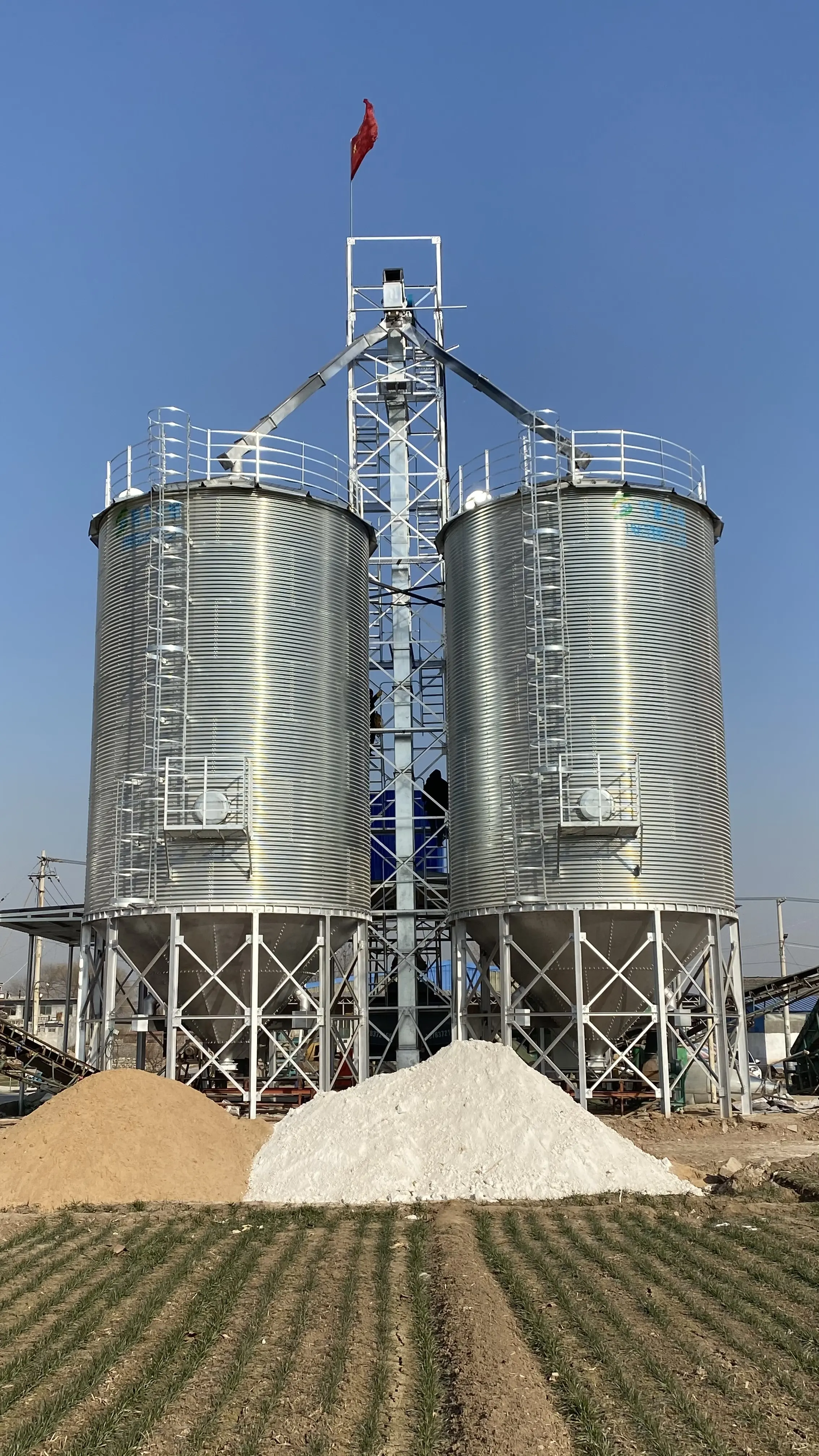 50 100 200 500 Tons Assembly galvanized Wheat rice grain bin silos machine for flour mills