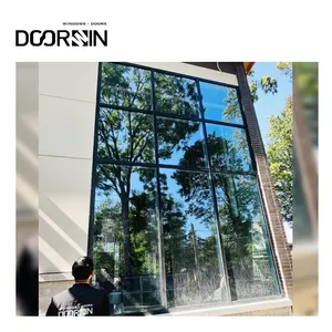 Big Black Double Pane Casement Windows With Fixed Picture Aluminum Frames For Picture Curtain Wall