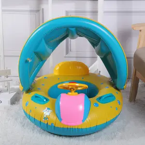 Hot Selling Verstelbare Zonnescherm Opblaasbare Baby Zwem Float Seat Boot Opblaasbare Ring Kids Opblaasbare Boot Seat
