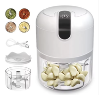 Mini picadora de ajo eléctrica, procesador de alimentos inalámbrico portátil con cuchillas de acero inoxidable, trituradora de ajo recargable por USB