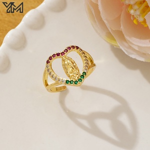 Ensemble de bagues plaquées or 18 carats Vierge Marie et <span class=keywords><strong>Saint</strong></span> <span class=keywords><strong>Jude</strong></span>, amulette religieuse multi-formes incrustée de zircon CZ, bijoux catholiques pour femmes - Product Image 2