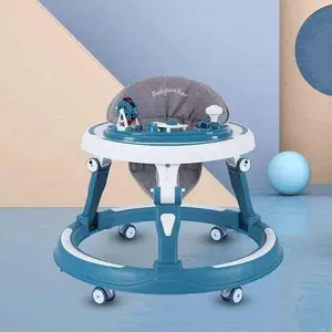 Andador de bebé plegable ajustable y silencioso multifunción, juguete de empuje manual para aprender a caminar