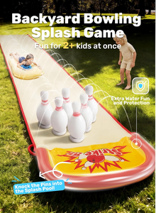 Toboggan aquatique sur le thème du bowling avec arroseur et 2 planches de surf pour le plaisir des enfants dans le jardin - Product Image 2