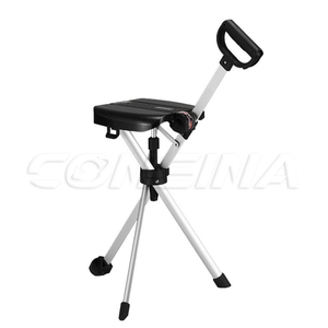 <span class=keywords><strong>Canne</strong></span> de marche portable en aluminium à 3 pieds avec siège, pliable en un clic, chaise-<span class=keywords><strong>canne</strong></span> pour personnes âgées, utilisation en extérieur - Product Image 3