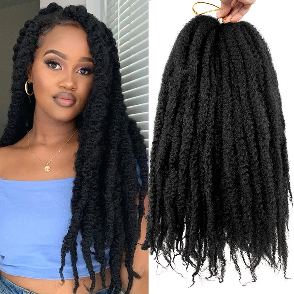 Vente en gros 18 pouces 100g Synthétique Afro Crépus Bouclés Crochet Tresse Extensions de Cheveux Cubain Twist Marley Tressage Cheveux pour les Femmes