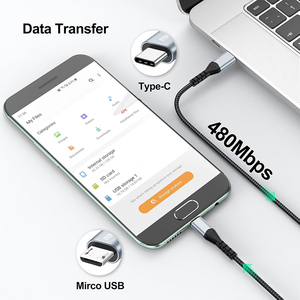 Lung Kay New 2M 3M <span class=keywords><strong>USB</strong></span> 2.0 C Để <span class=keywords><strong>Micro</strong></span> 3A Sạc Cáp Nylon Hợp Kim Nhôm Vỏ Truyền Dữ Liệu 480Mbps Loại C Cáp Dữ Liệu - Product Image 2
