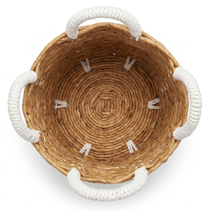 Panier à linge en osier naturel haut avec poignées blanches, panier de rangement décoratif en rotin tressé à la main pour jouets et décoration intérieure - Product Image 3
