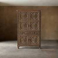 Meuble bar Valencia de luxe en noyer sculpté, armoire de rangement pour villa, hôtel, salon, vente en gros sur mesure