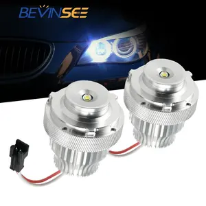 Bevinsee 2x LED Angel Eyes Halo Ring Marker 30W H10W Bombillas de faros 63127187952 para BMW 5 Series E60 LCI 2007-2009 2010