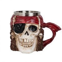 Tasse Modèle Pirate, Tasse à Bière Viking, Ornement Artisanal en Résine avec Technique de Coulage, Forme Ronde, Durable, Souvenir de Fête TV/Film