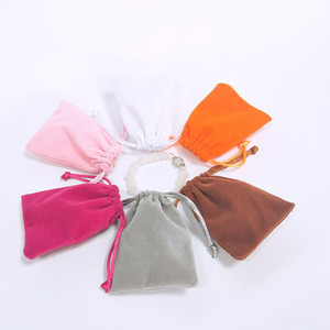 Custom Logo Exquisite Velvet Jewelry Bag Drawstring Pouch Small Storage Bag Jewellery Packaging Bags