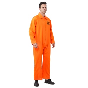 Traje de mono de prisionero naranja para adultos con esposas para ladrón de condenados <span class=keywords><strong>Prison</strong></span> Break Fancy Dress Cosplay Costume Outfit - Product Image 5