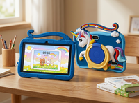 Tablet Anak 7 Inch Android 8.1 2GB 16GB WiFi 1024x600 Biru Tablet PC Anak dengan Casing Unicorn dan Ring Stand Mainan Edukasi