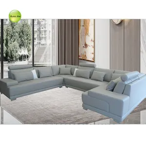 Chất Lượng Cao Tùy Chỉnh Đệm Lớn Sofa Hàng Đầu In Da Bò Sofa Lớn Hình Chữ U Phong Cách Sofa