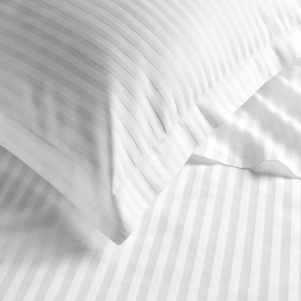 Lençol de hotel 100% algodão listra de cetim king size plana barata por atacado muslinha