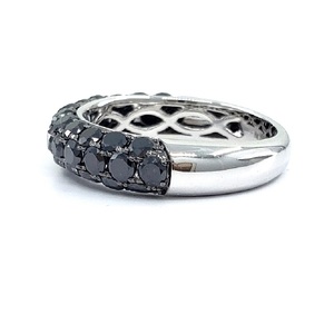 Chine vente en gros habile de haute qualité platine or blanc véritable diamant noir mince bague demi-chemin pour femme - Product Image 2