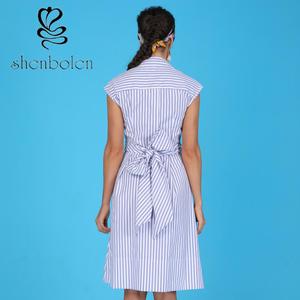 Mayorista 2020 nuevo diseño de verano las mujeres <span class=keywords><strong>vestido</strong></span> casual 100% algodón mini <span class=keywords><strong>rayas</strong></span> de manga <span class=keywords><strong>vestido</strong></span> largo - Product Image 2