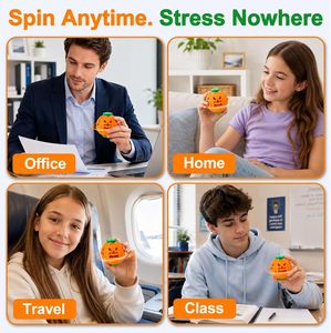 Halloween Pumpkin Fidget Spinner Press & Rotate Stress Relief <b>Ball</b> with LED <b>Light</b>, 3D Printed Toy for Anxiety Relief - Product Image 2