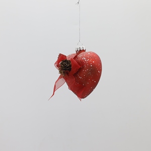 Christmas Tree Hanging Glass <b>Material</b> Ornament Hand Blown <b>Red</b> Glass Heart Home Decoration - Product Image 3