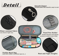 Sac à crayons portable multi-fentes de grande capacité simple en nylon solide étui à stylo en tissu pour bureau école fermeture à glissière