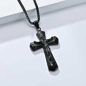 <b>Cross</b> Titanium Steel Necklace Men's Hip Hop Fashion Pendant Stainless Steel <b>Cross</b> Shape K PT629 - Product Image 4
