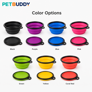 <b>Collapsible</b> travel dog bowl Silicone cat feeding dish Foldable pet bowl for travel Portable dog feeding dish - Product Image 3