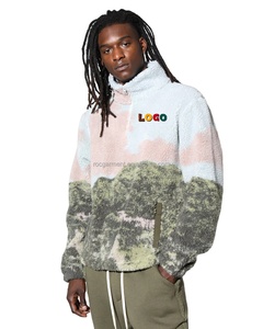 Nuova elegante giacca invernale in pile personalizzata a quarto di Zip pesante <span class=keywords><strong>felpa</strong></span> con cappuccio da uomo orsacchiotto Sherpa - Product Image 1