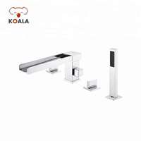 Robinet de baignoire en laiton Koala FS143254 à montage sur pont, 4 trous, avec douchette à main, finition chromée, monocommande, style traditionnel, vente en gros