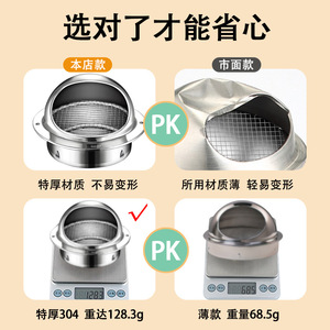 Tapa Esférica de Acero Inoxidable Seshun 304 para Ventilación, Cubierta de Ducto de Campana Extractora de Cocina, Superficie Pulida, Fijación con Tornillos - Product Image 2