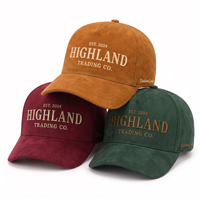 Casquette de baseball classique en daim vintage avec broderie Highland Raised pour homme, style décontracté western, idéale pour le camping en plein air et les voyages en voiture