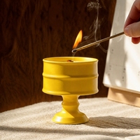 Bougie en céramique artistique, gobelet, glaçure brillante, multicolore, cire de soja, mèche en bois, bougie parfumée pour la décoration moderne de la maison