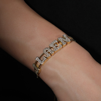 Bracelet coulissant personnalisé avec lettres en relief, nouveau modèle Uwin 2026, bijoux avec nom en CZ