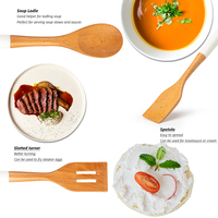 Set d'outils de cuisine réutilisables Ustensiles en bois avec poignée en silicone Spatule et cuillère Turner Ustensile de cuisine écologique