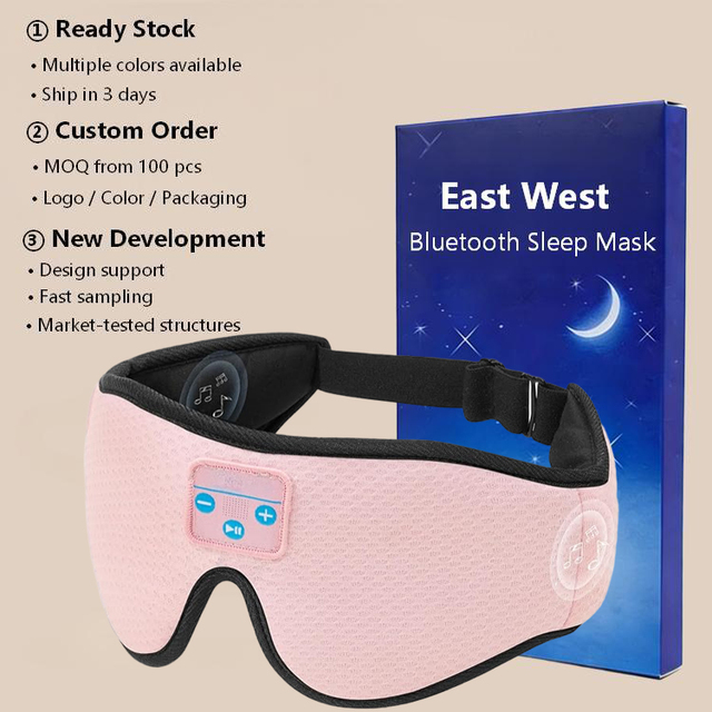 3D Contoured Bluetooth Sleep Mask for Side Sleepers Zero Pressure & Total Light Blocking Custom Logo Available