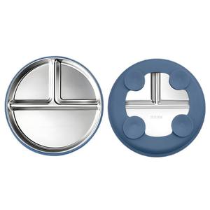 Plato de cena de acero inoxidable 304 de grado alimenticio para niños, plato de silicona para bebés, cuenco de succión, Apto para lavavajillas, <span class=keywords><strong>vajilla</strong></span> para bebés - Product Image 1