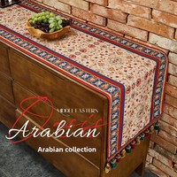 Nappe ethnique Aodu, chemin de table floral Paisley, franges à pompons, style bohème rustique, décoration de table à manger, vente en gros usine