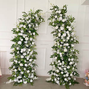 Colonnes florales artificielles de roses rouges romantiques, décorations réalistes de fausses fleurs <span class=keywords><strong>pour</strong></span> cérémonies de mariage, élégantes décorations d'entrée <span class=keywords><strong>pour</strong></span> événements - Product Image 6